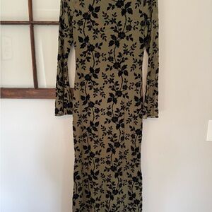 Prettygarden Elegant Black Floral Dress Maxi NWOT